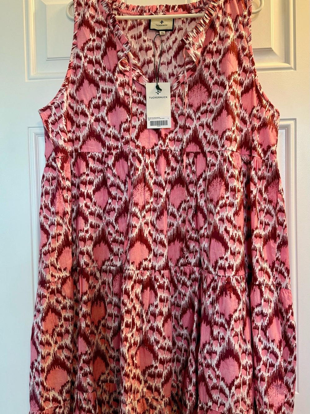 Tuckernuck Pink and Burgundy Sleeveless Tiered Dress